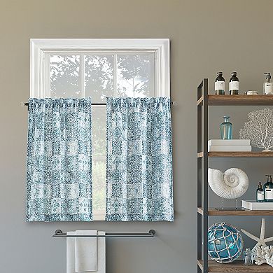 No. 918 Genoa Mosaic Semi-Sheer Rod Pocket Kitchen Curtain Tier Pair