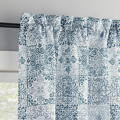 No. 918 Genoa Mosaic Semi-Sheer Rod Pocket Kitchen Curtain Tier Pair