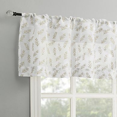 No. 918 Hawthorne Floral Leaf Sheer Rod Pocket Kitchen Curtain Valance