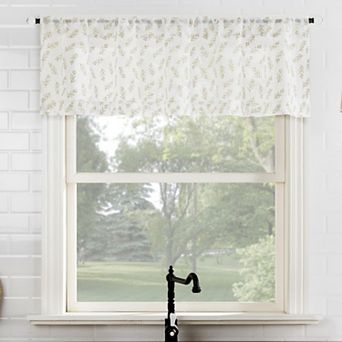 No. 918 Hawthorne Floral Leaf Sheer Rod Pocket Kitchen Curtain Valance