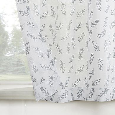 No. 918 Hawthorne Floral Leaf Sheer Rod Pocket Kitchen Curtain Tier Pair