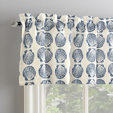 No. 918 Tonal Seashell Print Semi-Sheer Rod Pocket Kitchen Curtain Valance