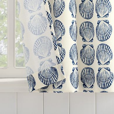 No. 918 Tonal Seashell Print Semi-Sheer Rod Pocket Kitchen Curtain Tier Pair