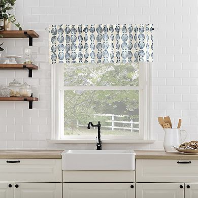No. 918 Tonal Seashell Print Semi-Sheer Rod Pocket Kitchen Curtain Tier Pair