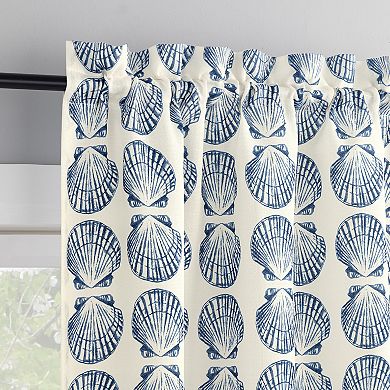 No. 918 Tonal Seashell Print Semi-Sheer Rod Pocket Kitchen Curtain Tier Pair