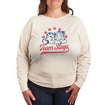 Plus Size Garfield Team Sleep French Terry Long Sleeve Tee