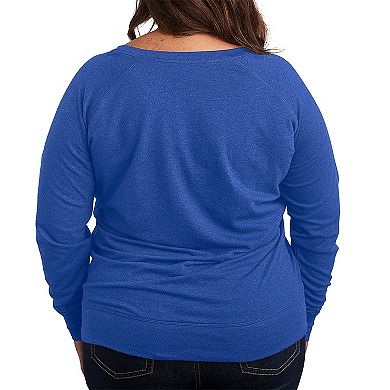 Plus Size Peanuts Lucy & Charlie's Ice Skating Stamp French Terry Long Sleeve Tee