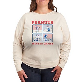 Plus Size Peanuts Winter Games French Terry Long Sleeve Tee