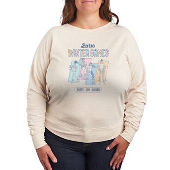 Plus Size Barbie Winter Games Distressed French Terry Long Sleeve Tee