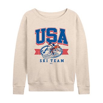 Women's Disney's Mickey Mouse USA Ski Team French Terry Long Sleeve Tee