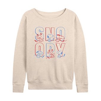 Women's Peanuts Snoopy Playing Hockey French Terry Long Sleeve Tee