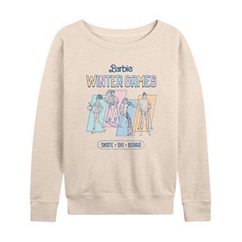Women's Barbie Winter Games Distressed French Terry Long Sleeve Tee