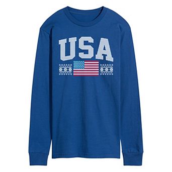 Men's USA Winter Sports Pattern Long Sleeve Graphic Tee