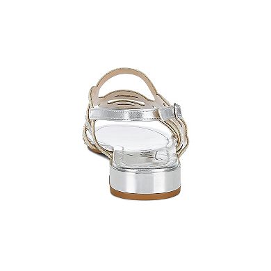 London Rag Jisters Women's Cut Out Rhinestone Flat Sandals