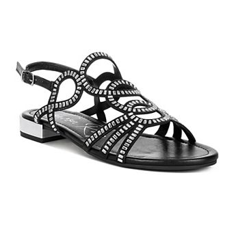 London Rag Jisters Women's Cut Out Rhinestone Flat Sandals