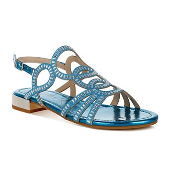 London Rag Jisters Women's Cut Out Rhinestone Flat Sandals