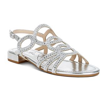 London Rag Jisters Women's Cut Out Rhinestone Flat Sandals