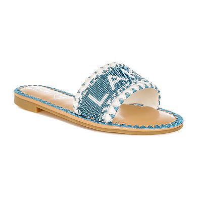 London Rag Hot Hub Women's Beaded Slip-On Flat Sandals