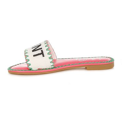 London Rag Getaway Women's Beaded Slip-On Flat Sandals