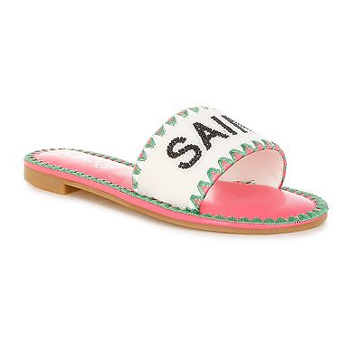 London Rag Getaway Women's Beaded Slip-On Flat Sandals
