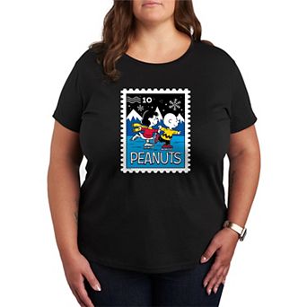 Plus Size Peanuts Lucy & Charlie's Ice Skating Stamp Graphic Tee