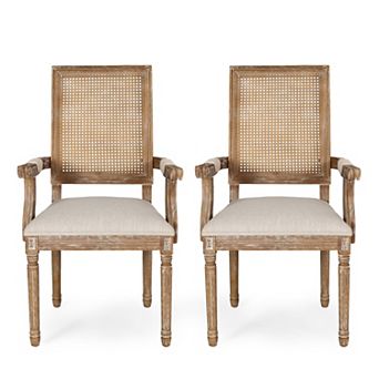 Maria Wood and Cane Upholstered Dining Chair by Christopher Knight Home
