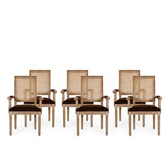 Maria Wood and Cane Upholstered Dining Chair by Christopher Knight Home