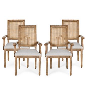 Maria Wood and Cane Upholstered Dining Chair by Christopher Knight Home