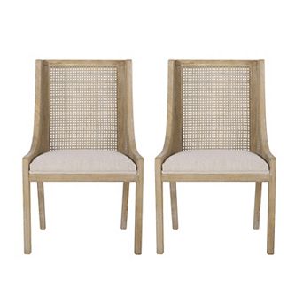 Maurers Cane and Wood Upholstered Dining Chairs (Set of 2) by Christopher Knight Home