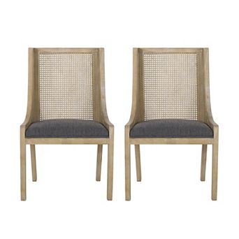 Maurers Cane and Wood Upholstered Dining Chairs (Set of 2) by Christopher Knight Home