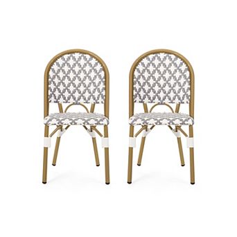 Louna Outdoor French Cafe Chairs (Set of 2) by Christopher Knight Home