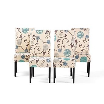 Pertica Patterned Upholstered Dining Chairs (Set of 4) by Christopher Knight Home