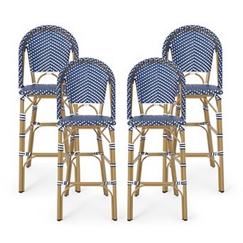 Kinner Outdoor Aluminum French Barstools (Set of 4) by Christopher Knight Home