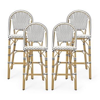 Kinner Outdoor Aluminum French Barstools (Set of 4) by Christopher Knight Home