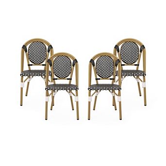 Remi Faux Bamboo/ Faux Rattan Outdoor French Bistro Chairs by Christopher Knight Home