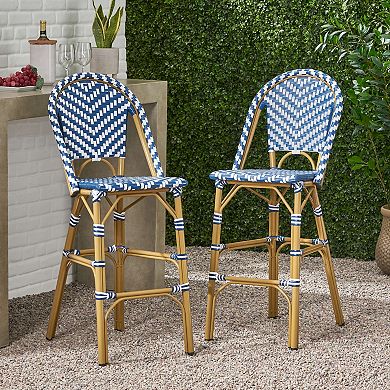 Kinner Outdoor French Barstools (Set of 2) by Christopher Knight Home