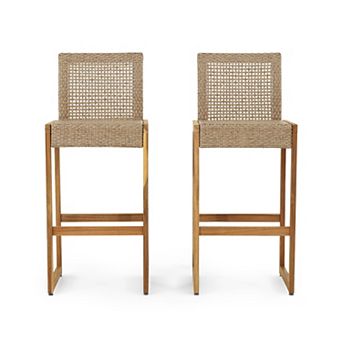 Elon Outdoor Wicker Barstools (Set of 2) by Christopher Knight Home