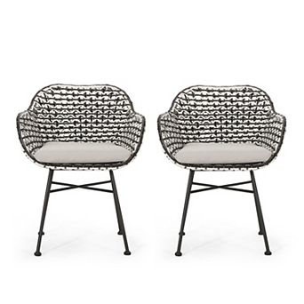 Beulah Outdoor Faux Wicker Chairs (Set of 2) by Christopher Knight Home