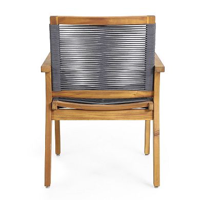 Mcgill Outdoor Acacia Wood Dining Chair with Rope Seating by Christopher Knight Home