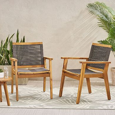 Mcgill Outdoor Acacia Wood Dining Chair with Rope Seating by Christopher Knight Home