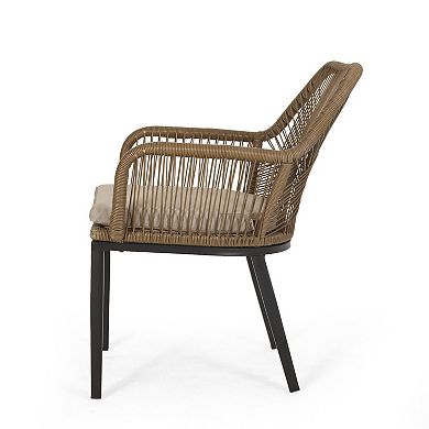 Russel Outdoor Wicker Dining Chair with Cushion (Set of 2) by Christopher Knight Home
