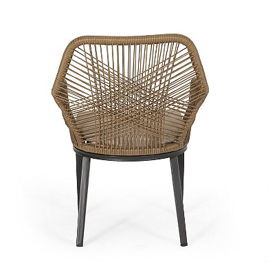 Russel Outdoor Wicker Dining Chair with Cushion (Set of 2) by Christopher Knight Home