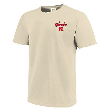 Men's Image One Natural Nebraska Huskers Comfort Colors Hand-Drawn Campus Stack T-Shirt