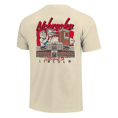 Men's Image One Natural Nebraska Huskers Comfort Colors Hand-Drawn Campus Stack T-Shirt