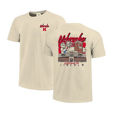 Men's Image One Natural Nebraska Huskers Comfort Colors Hand-Drawn Campus Stack T-Shirt