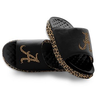 Women's ISlide Black Alabama Crimson Tide Cheetah Dip Motive Slide Sandals