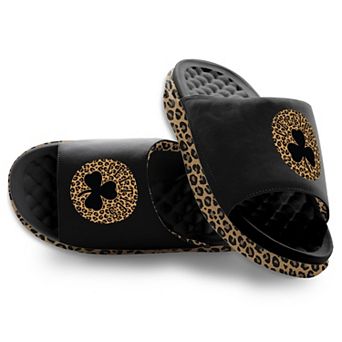Women's ISlide Black Boston Celtics Cheetah Dip Motive Slide Sandals