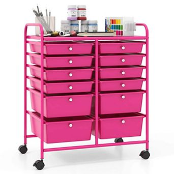 Costway 12 Drawers Rolling Cart Storage Scrapbook Paper Studio Organizer Bins