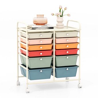 Costway 12 Drawers Rolling Cart Storage Scrapbook Paper Studio Organizer Bins