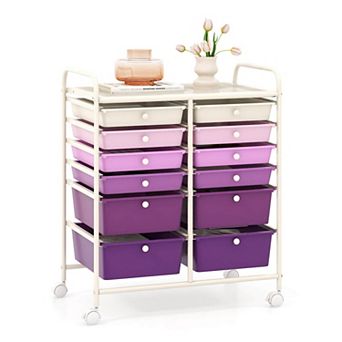 Costway 12 Drawers Rolling Cart Storage Scrapbook Paper Studio Organizer Bins